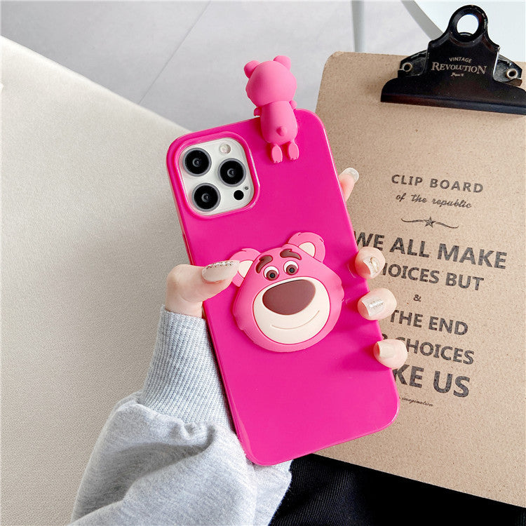 Strawberry Bear Apple Phone Case For iPhone 11 to 13 Pro Max.