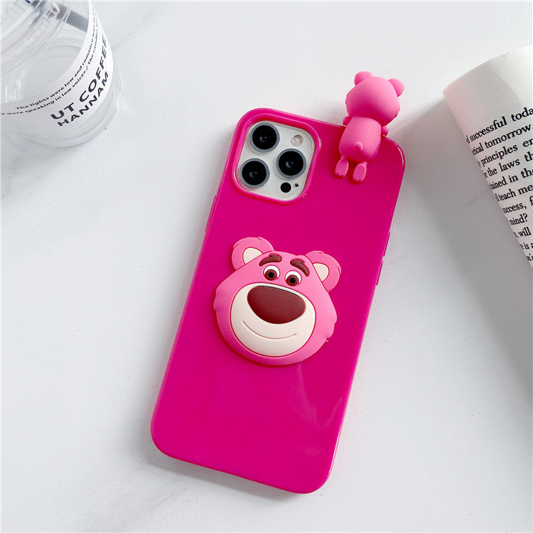 Strawberry Bear Apple Phone Case For iPhone 11 to 13 Pro Max.