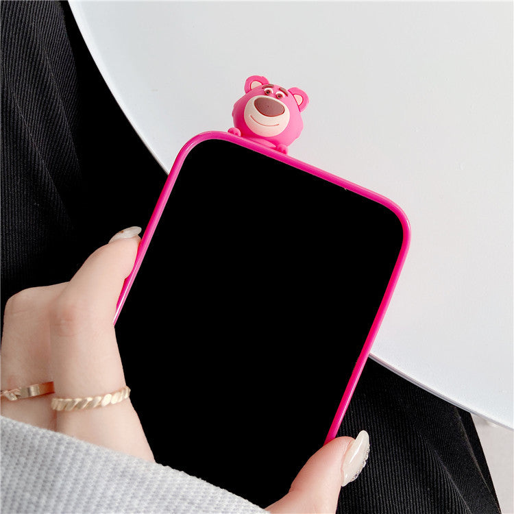 Strawberry Bear Apple Phone Case For iPhone 11 to 13 Pro Max.