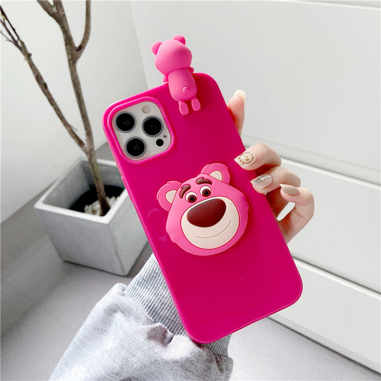 Strawberry Bear Apple Phone Case For iPhone 11 to 13 Pro Max.